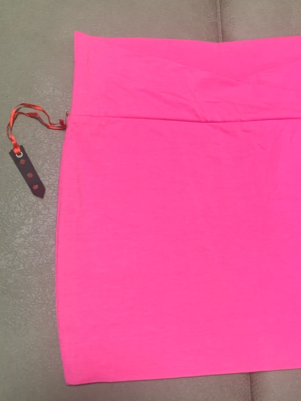 Poof Apparel Womens Pink Soft cross front waist Stretch Mini Skirt NEW - Picture 2 of 6
